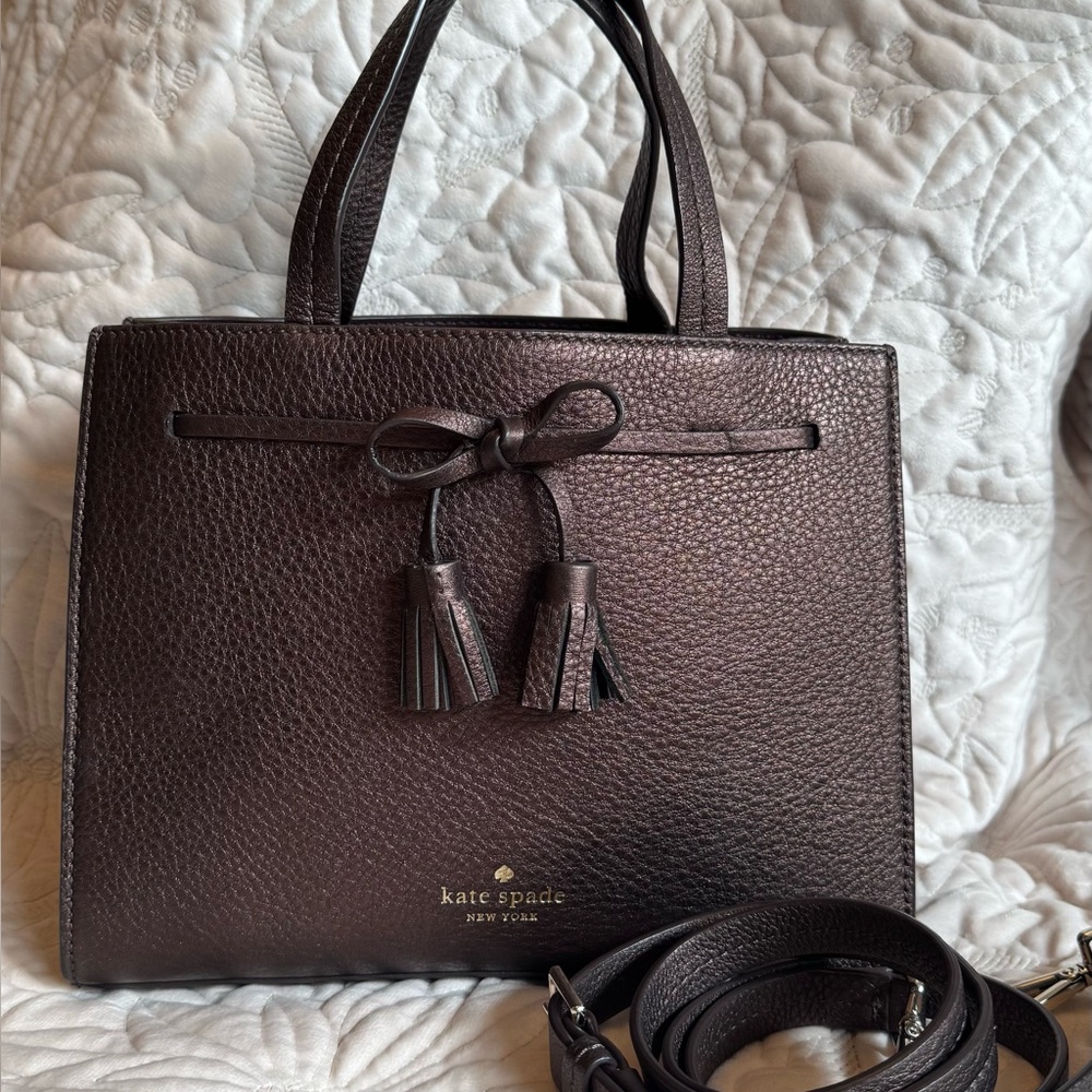 Kate Spade Small Hayden Satchel Dark Brown Leather